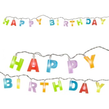 Filo di luci con scritta Happy Birthday