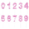 Candeline per torta numero "Diamond" - Baby Pink - Numeri da 0 a 9