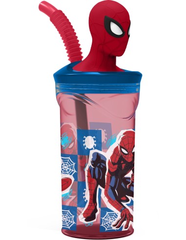 Bicchiere con cannuccia 3D Tritan - Spiderman