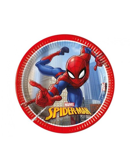 Piatti carta eco Spiderman Crime Fighter Cm. 20 - Cf. 8 pezzi