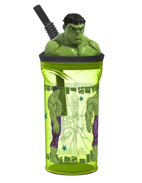 Bicchiere con cannuccia 3D Tritan - Hulk
