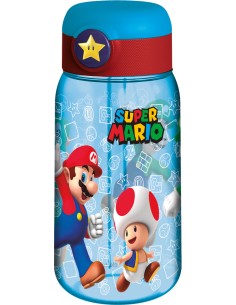 Borraccia con cannuccia trasparente Pop Up 510 ML - Super Mario