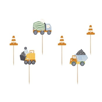Cupcake topper Cm. 4-7 Mezzi da cantiere - Cf. 6 pz