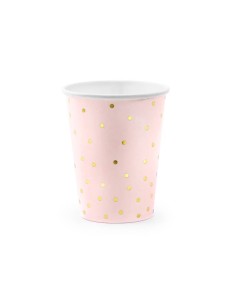 Bicchiere carta 260 ML Rosa con pois oro gold - Cf. 6 pz