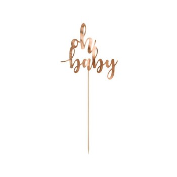 Cake topper Oh baby metallizzato Rosa Gold Cm. 25