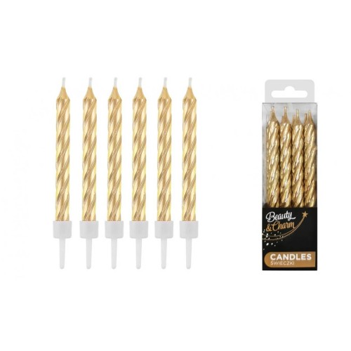 Candeline per torta torciglione Cm. 8 - Gold - Blister 12 pezzi