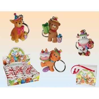 Portachiavi animaletto resina in bustina regalo