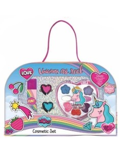 Borsetta cartonata con 12 pezzi cosmetica Cm. 17x11 - Unicorno arcobaleno