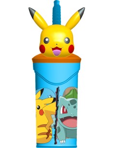Bicchiere con cannuccia 3D Tritan - Pokemon