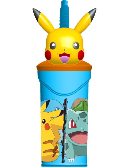 Bicchiere con cannuccia 3D Tritan - Pokemon