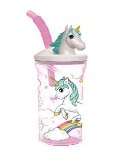 Bicchiere con cannuccia 3D Tritan - Unicorno