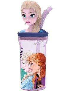 Bicchiere con cannuccia 3D Tritan - Frozen