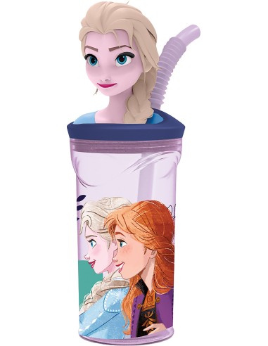 Bicchiere con cannuccia 3D Tritan - Frozen