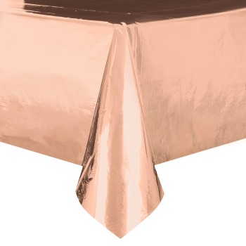 Tovaglia plastificata metallizzata Cm. 137x274 - Rosa Gold