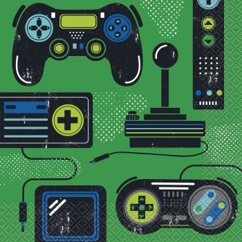 Tovaglioli carta Cm. 33x33 - Gamer Birthday - Cf. 16 pz