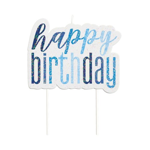 Candelina per torta picks Happy Birthday + 6 candeline Blue