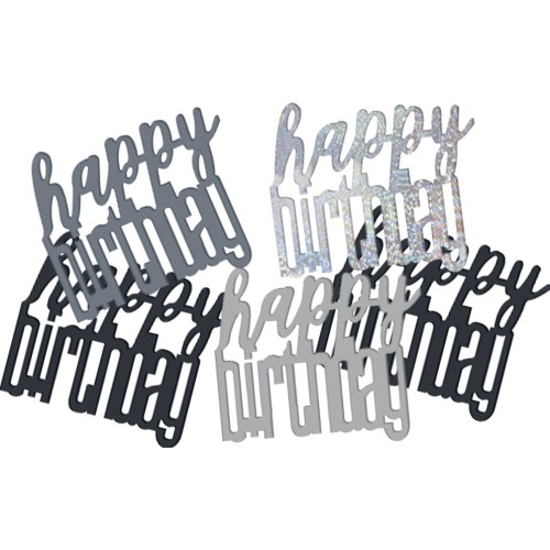 Confetti decorativi 14gr - Glitz Black&Silver - Happy Birthday