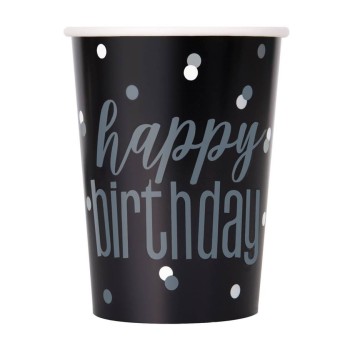 Bicchieri carta 266 ML - Cf. 8 pz - Birthday Glitz Black & Silver