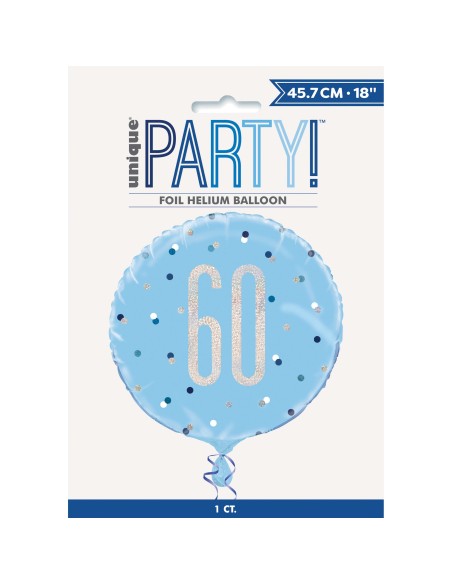 Palloncino mylar 18" Cm. 45 - Glitz Blue & Silver - 60