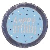 Palloncino mylar 18" Cm. 45 - Happy Birthday Glitz Blue & Silver