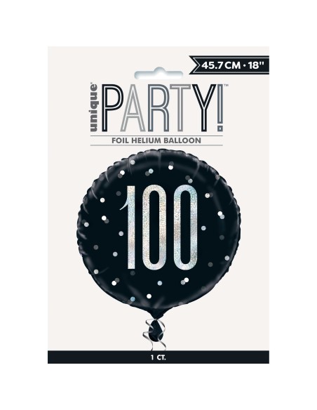 Palloncino mylar 18" Cm. 45 - Glitz Black & Silver - 100