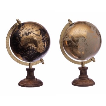 Mappamondo decorativo con base in legno Cm. 17x25