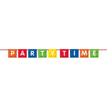 Festone banner mattoncini costruzioni "Party Time"