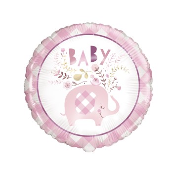 Palloncino mylar 18" Cm. 45 - Elefante Baby Pink Floreal