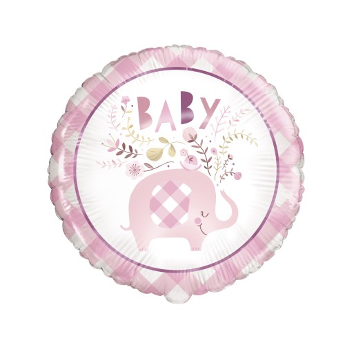 Palloncino mylar 18" Cm. 45 - Elefante Baby Pink Floreal