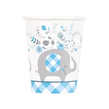 Bicchieri carta 266 ML - Cf. 8 pz - Elefante Baby Blue Floreal