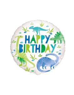 Palloncino mylar 18" Cm. 45 - Happy Birthday Dinosauri
