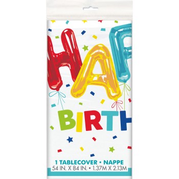 Tovaglia plastificata Cm. 137x213 - Happy Birthday Balloon