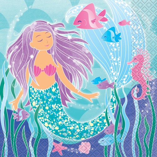 Tovaglioli carta Cm. 33x33 - Mermaid - Cf. 16 pz