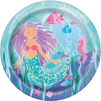 Piatto carta 9" Cm. 23 - Mermaid - Cf. 8 pz