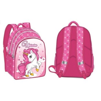 Zaino scuola 3 zip deluxe Cm. 42x32 - Unicorno