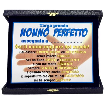 Targa con cofanetto rettangolare Cm. 23x18 - Nonno perfetto
