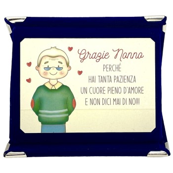 Mini targa a libretto vellutata Cm. 12x9 "Grazie Nonno"