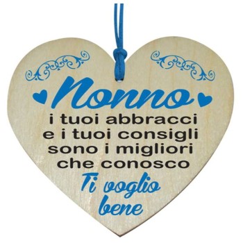 Cuore in legno Cm. 10 con dedica Nonno