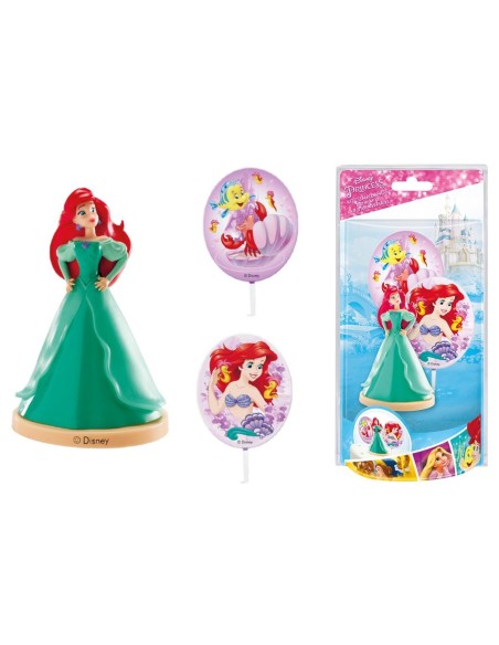Kit decorazione per torta con figura pvc cm. 11 e scenario - Ariel Sirenetta
