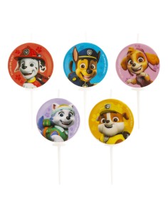 Blister 5 candeline picks tonde diametro cm. 3 - Paw Patrol