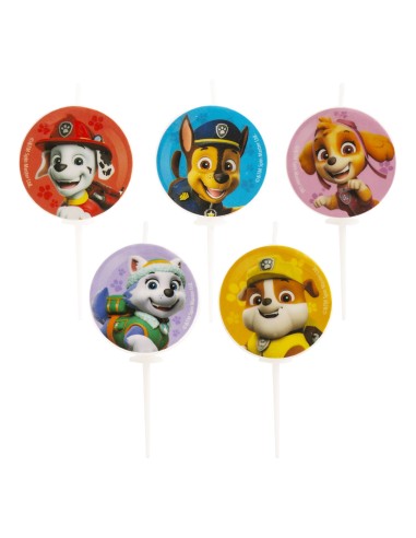 Blister 5 candeline picks tonde diametro cm. 3 - Paw Patrol