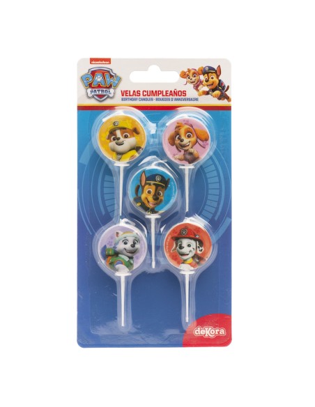 Blister 5 candeline picks tonde diametro cm. 3 - Paw Patrol