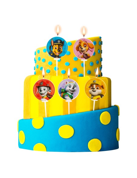 Blister 5 candeline picks tonde diametro cm. 3 - Paw Patrol