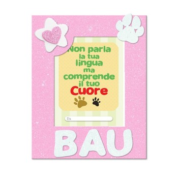 Portafoto mdf glitterato - Foto Cm. 10x15 - Cane Bau Femmina