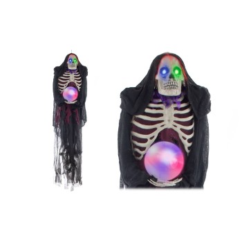 Scheletro da appendere con occhi e sfera luminosa Cm. 150