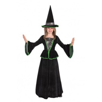 Costume strega in velluto nero - Tg. V - 6/7 Anni - Cm. 126