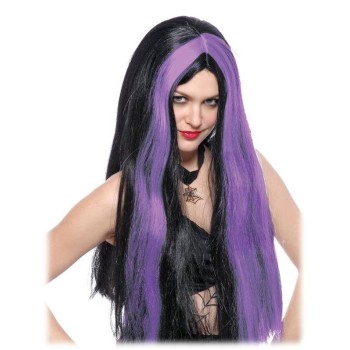 Parrucca donna capelli lisci lunghi con frangia colorata - Lilla