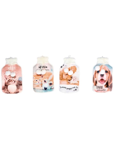 Borsa acqua calda con rivestimento 200 ML - Cani e gatti - Soggetti assortiti