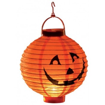 Lanterna arancione con zucca e luce - Diam. cm. 20