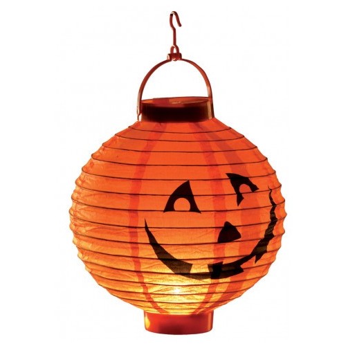 Lanterna arancione con zucca e luce - Diam. cm. 20